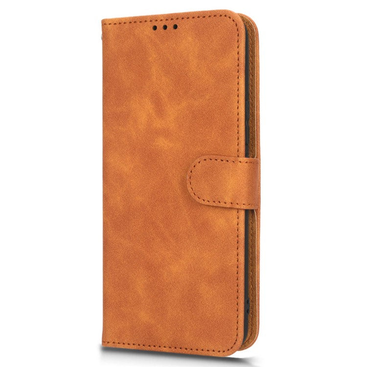 For Infinix Hot 20i 4G PU Leather Stand Magnetic Absorption Case Skin-Touch Feeling Shockproof Wallet Flip Phone Cover - Brown