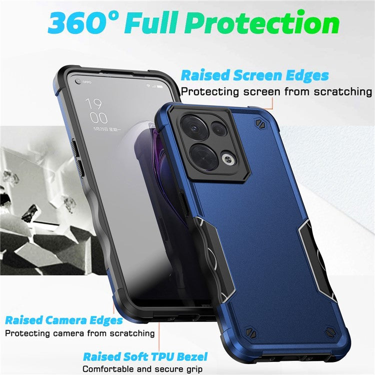 Shockproof Case for Oppo Reno8 5G (Global Version) Phone Case Anti-Drop Hard PC Soft TPU Protective Cover - Blue