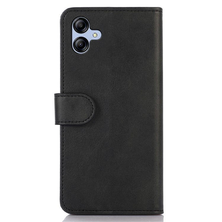 For Samsung Galaxy A04e 4G Cowhide Texture Phone Stand Wallet Case PU Leather + TPU Protective Cover - Black