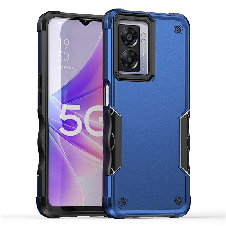 For Oppo A57 4G / A57s 4G / A57e 4G / A77 5G / A57 (2022) 5G / Realme Q5i / V23 5G / OnePlus Nord N20 SE 4G / Nord N300 5G Hard PC Soft TPU Shockproof Case Anti-slip Grip Phone Cover - Blue