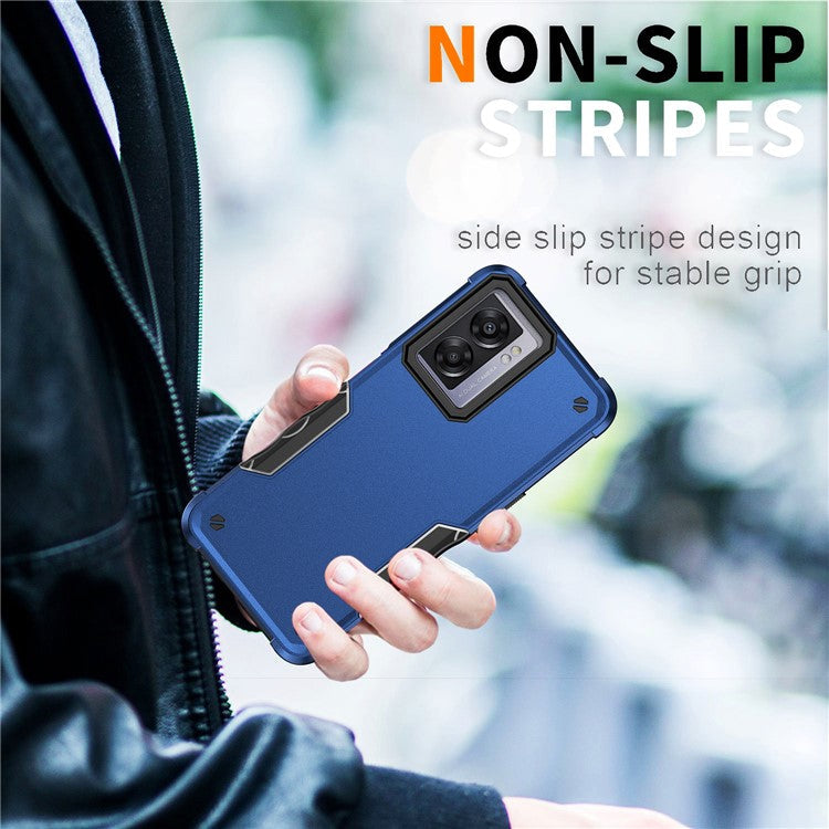 For Oppo A57 4G / A57s 4G / A57e 4G / A77 5G / A57 (2022) 5G / Realme Q5i / V23 5G / OnePlus Nord N20 SE 4G / Nord N300 5G Hard PC Soft TPU Shockproof Case Anti-slip Grip Phone Cover - Black