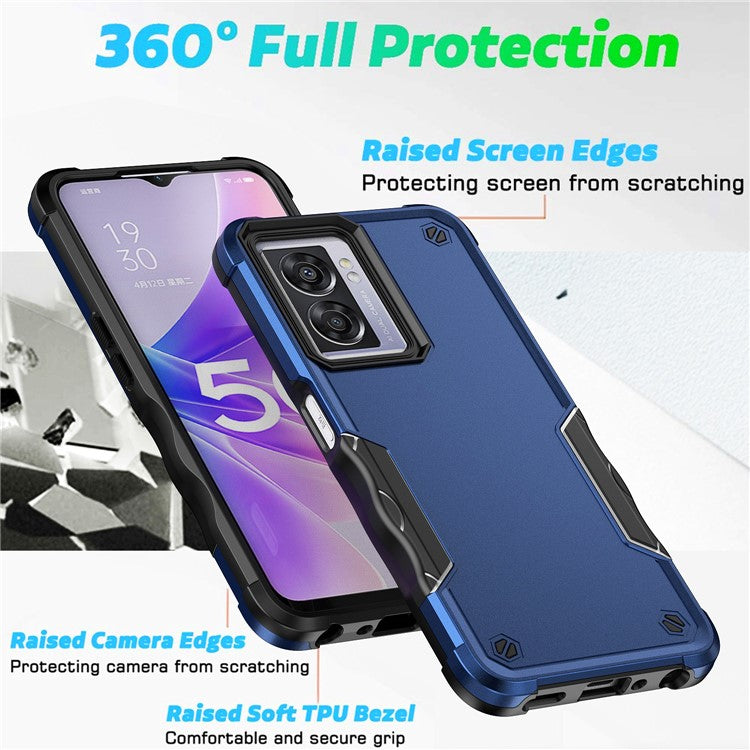 For Oppo A57 4G / A57s 4G / A57e 4G / A77 5G / A57 (2022) 5G / Realme Q5i / V23 5G / OnePlus Nord N20 SE 4G / Nord N300 5G Hard PC Soft TPU Shockproof Case Anti-slip Grip Phone Cover - Black
