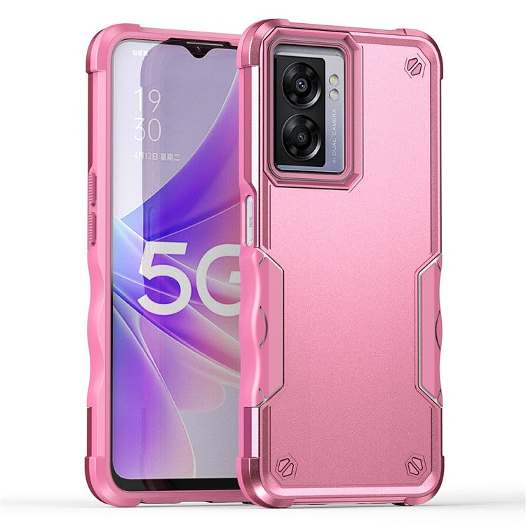 For Oppo A57 4G / A57s 4G / A57e 4G / A77 5G / A57 (2022) 5G / Realme Q5i / V23 5G / OnePlus Nord N20 SE 4G / Nord N300 5G Hard PC Soft TPU Shockproof Case Anti-slip Grip Phone Cover - Pink