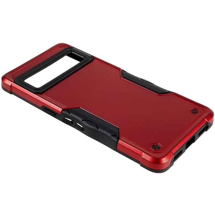 For Google Pixel 7 5G Hard PC + Soft TPU Shockproof Case Anti-slip Grip Protective Phone Back Cover - Red