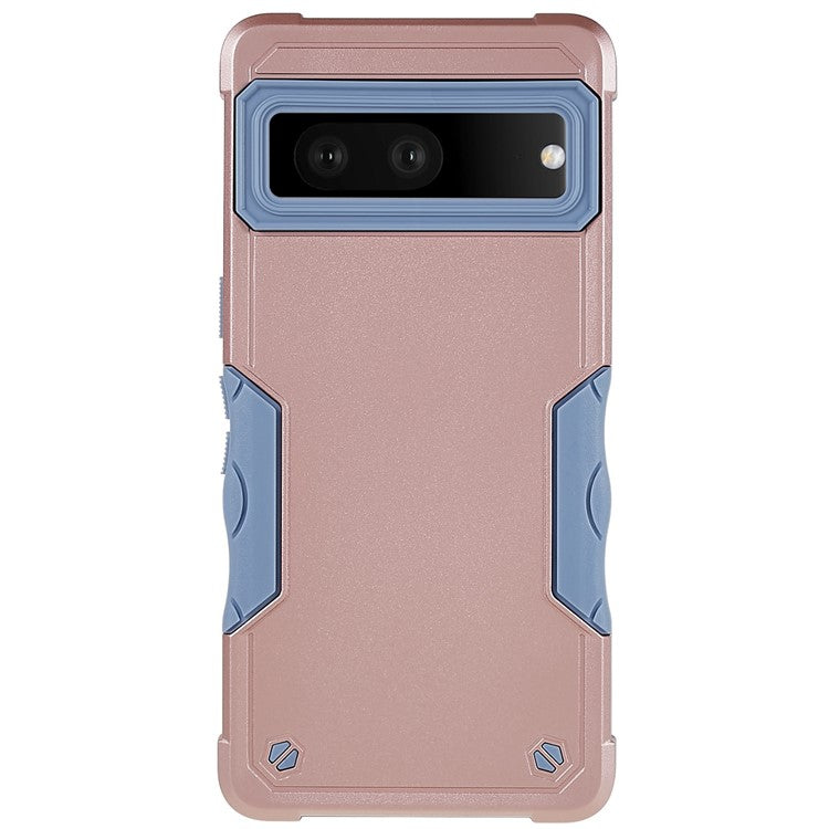 For Google Pixel 7 5G Hard PC + Soft TPU Shockproof Case Anti-slip Grip Protective Phone Back Cover - Rose Gold