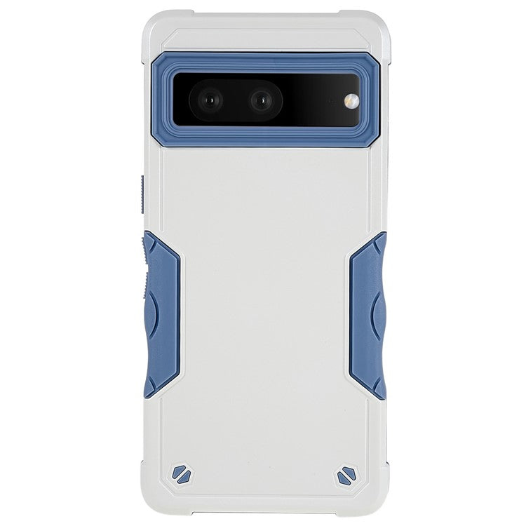 For Google Pixel 7 5G Hard PC + Soft TPU Shockproof Case Anti-slip Grip Protective Phone Back Cover - White