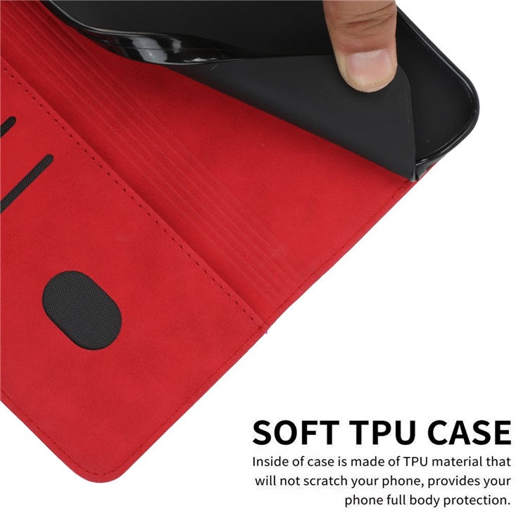 For Motorola Edge 30 Neo 5G / Edge 30 Lite Magnetic Auto-absorbed Anti-drop Phone Cover Skin-touch PU Leather Phone Case Imprinted Rhombus Pattern Wallet Stand - Red