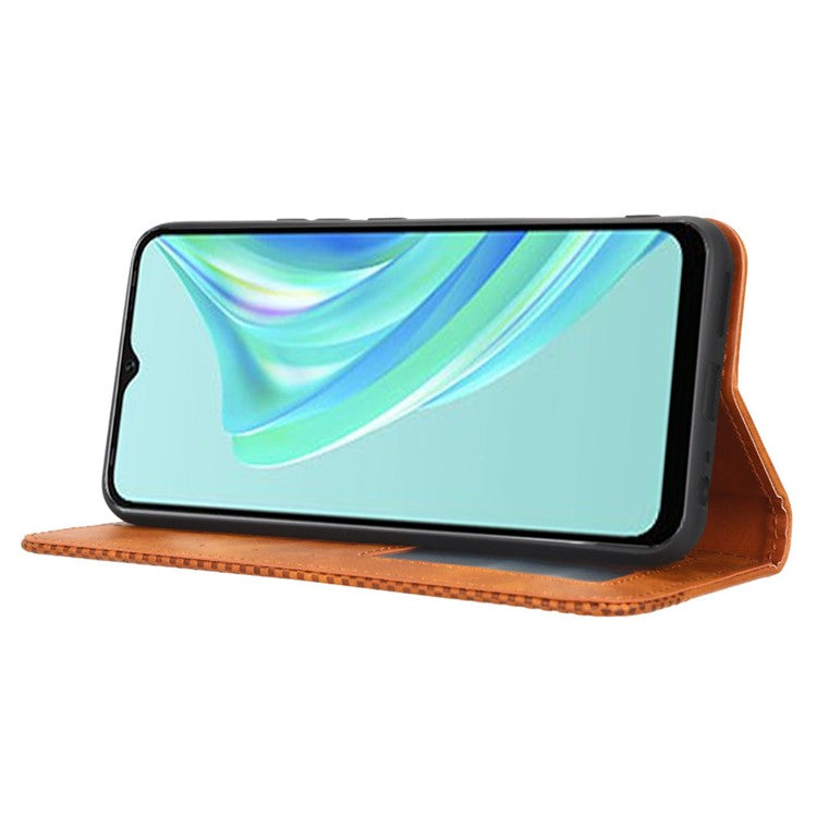 For Infinix Hot 20i 4G X665C / X665E Imprinted Pattern PU Leather Phone Case Retro Wallet Stand Cover - Brown