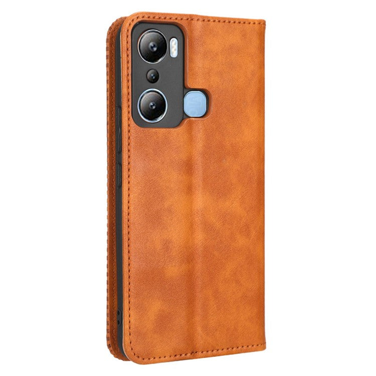 For Infinix Hot 20i 4G X665C / X665E Imprinted Pattern PU Leather Phone Case Retro Wallet Stand Cover - Brown