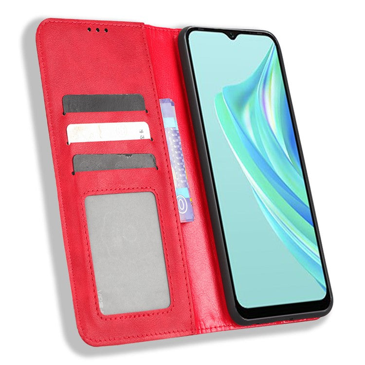 For Infinix Hot 20i 4G X665C / X665E Imprinted Pattern PU Leather Phone Case Retro Wallet Stand Cover - Red