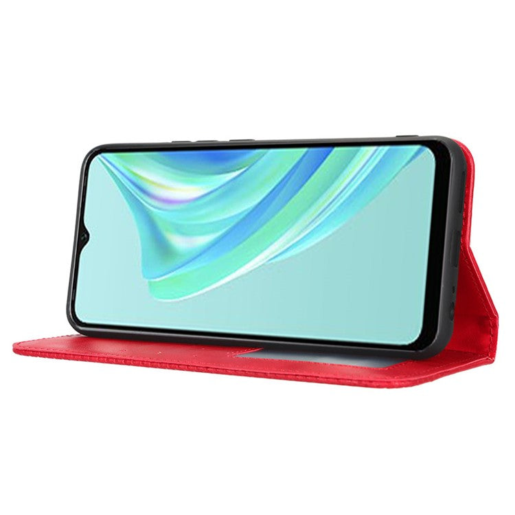 For Infinix Hot 20i 4G X665C / X665E Imprinted Pattern PU Leather Phone Case Retro Wallet Stand Cover - Red