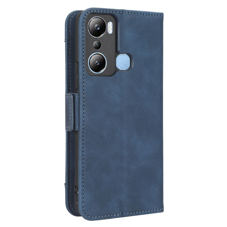 For Infinix Hot 20i 4G X665C / X665E PU Leather Stand Wallet Phone Cover Multiple Card Slots Anti-Drop Case - Blue