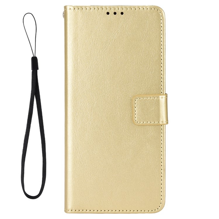 For Infinix Hot 20i 4G X665C / X665E Crazy Horse Texture PU Leather Case Wallet Stand Shockproof Phone Cover with Strap - Gold
