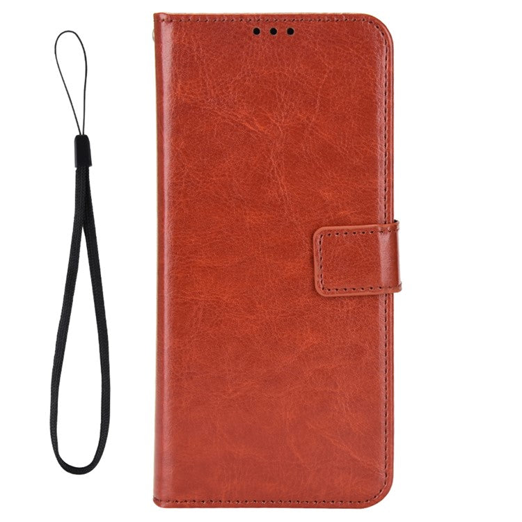 For Infinix Hot 20i 4G X665C / X665E Crazy Horse Texture PU Leather Case Wallet Stand Shockproof Phone Cover with Strap - Brown