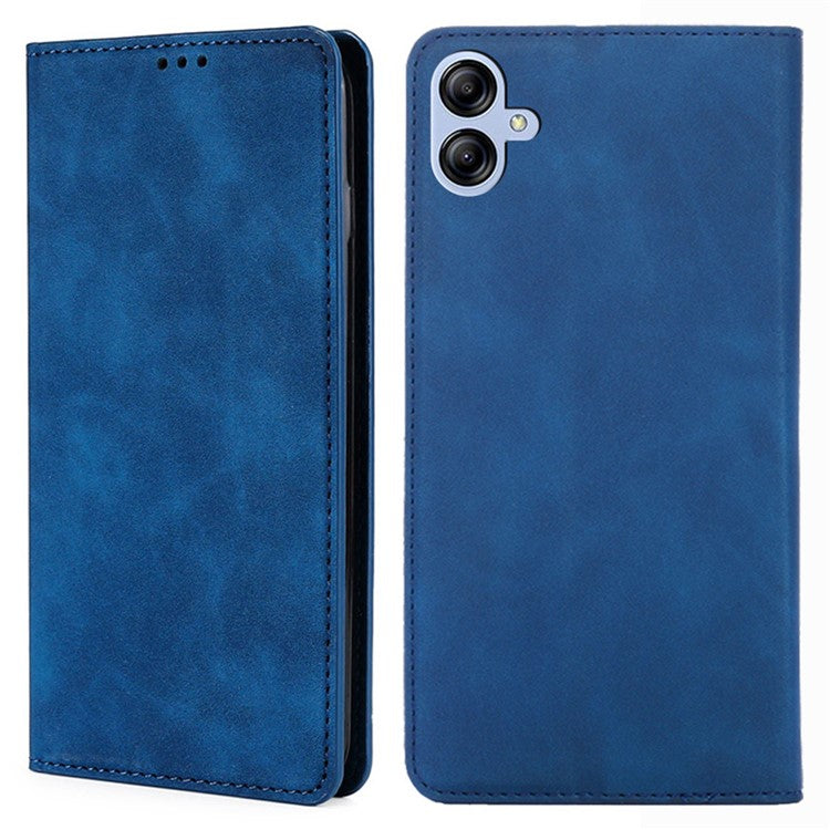 Stand Case for Samsung Galaxy A04e 4G / F04 4G / M04 4G , Fall Protection Skin-touch Feeling Magnetic Auto-absorbed Mobile Phone Cover - Blue