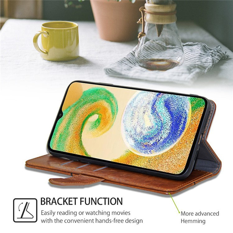 For Samsung Galaxy S23 Ultra Geometric Splicing Phone Case PU Leather Stand Wallet Full Protection Folio Flip Cover - Light Brown