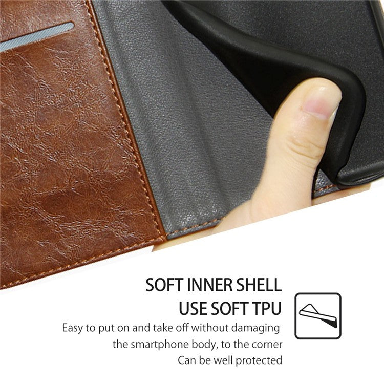For Samsung Galaxy S23 Ultra Geometric Splicing Phone Case PU Leather Stand Wallet Full Protection Folio Flip Cover - Light Brown