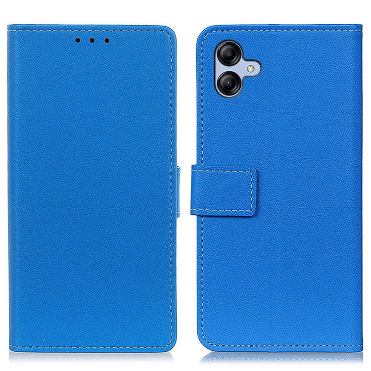 Mobile Phone Case for Samsung Galaxy A04e 4G / F04 4G / M04 4G , PU Leather Stand Shell Folio Anti-scratch Textured Flip Wallet Cover - Blue