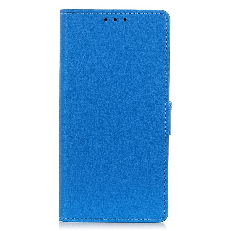Mobile Phone Case for Samsung Galaxy A04e 4G / F04 4G / M04 4G , PU Leather Stand Shell Folio Anti-scratch Textured Flip Wallet Cover - Blue