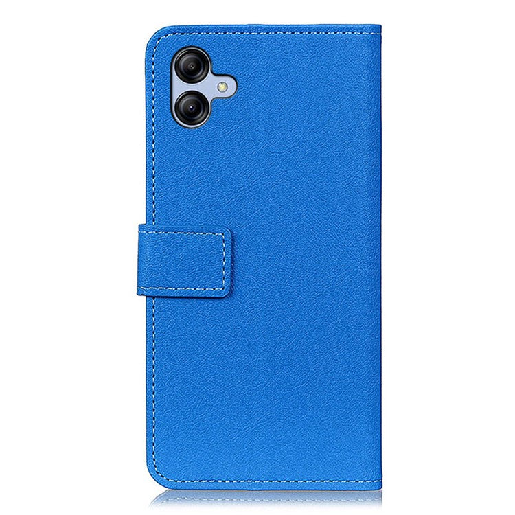 Mobile Phone Case for Samsung Galaxy A04e 4G / F04 4G / M04 4G , PU Leather Stand Shell Folio Anti-scratch Textured Flip Wallet Cover - Blue