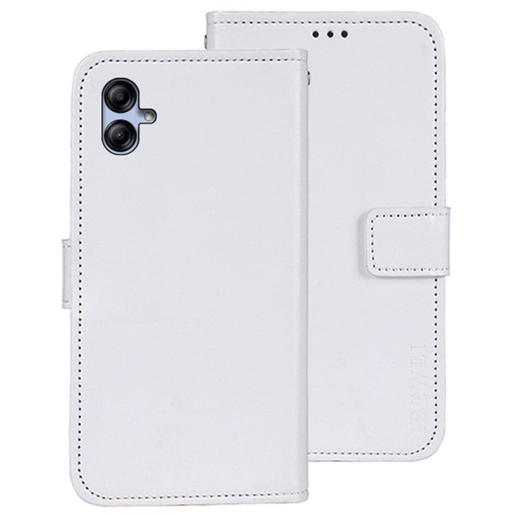 IDEWEI For Samsung Galaxy A04e 4G / F04 4G / M04 4G Full Protection Crazy Horse Texture PU Leather Flip Stand Wallet Cover Phone Shell Protective Case - White