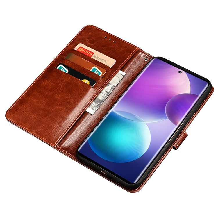 IDEWEI For Infinix Note 12 4G Crazy Horse Texture PU Leather Flip Wallet Cover Phone Shell Stand Feature Protective Case - Brown