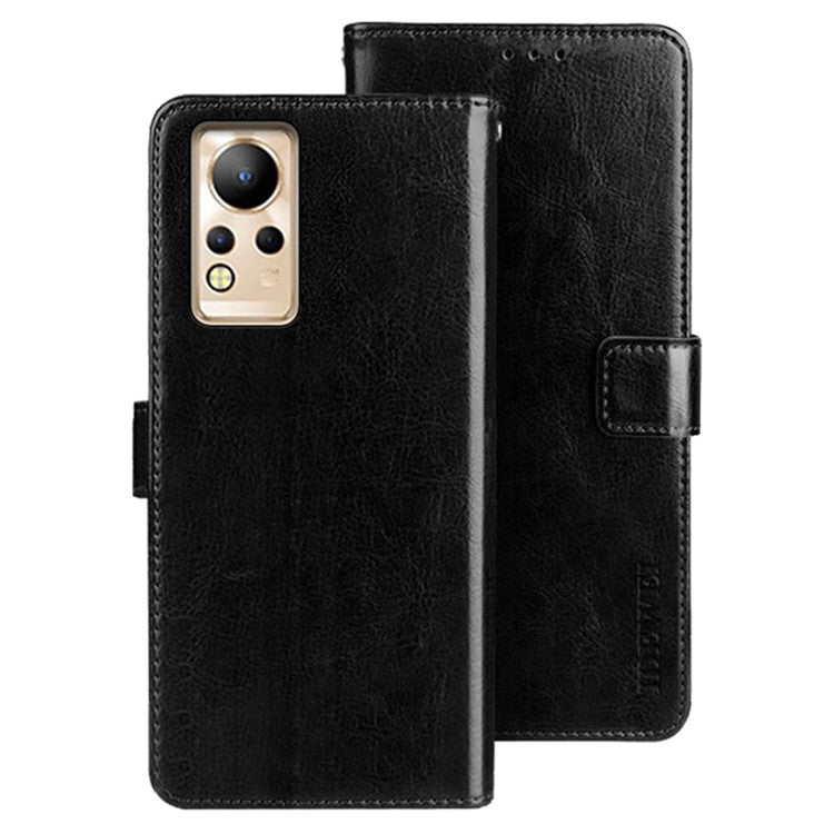 IDEWEI For Infinix Note 12 4G Crazy Horse Texture PU Leather Flip Wallet Cover Phone Shell Stand Feature Protective Case - Black
