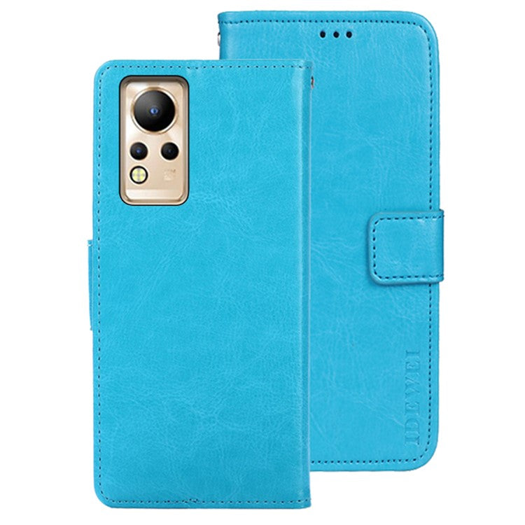 IDEWEI For Infinix Note 12 4G Crazy Horse Texture PU Leather Flip Wallet Cover Phone Shell Stand Feature Protective Case - Sky Blue