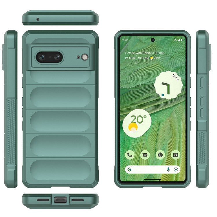 For Google Pixel 7 5G Drop-proof Smartphone Back Cover Flexible TPU Protective Phone Case - Green