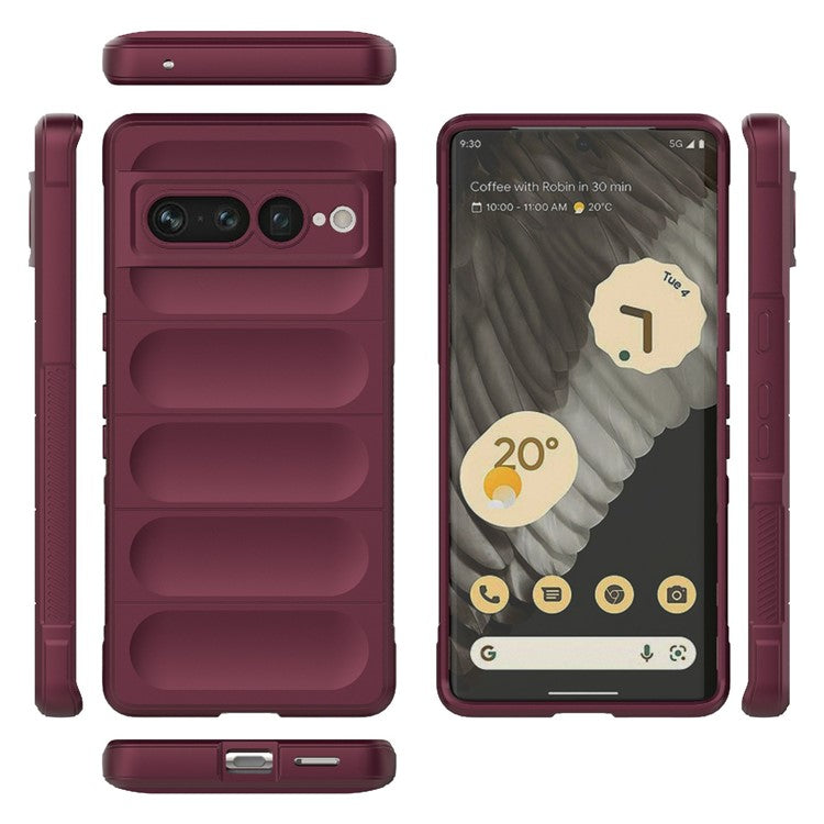 Anti-drop Phone Case For Google Pixel 7 Pro 5G Soft TPU Impact-Resistant Smartphone Back Cover - Wine Red