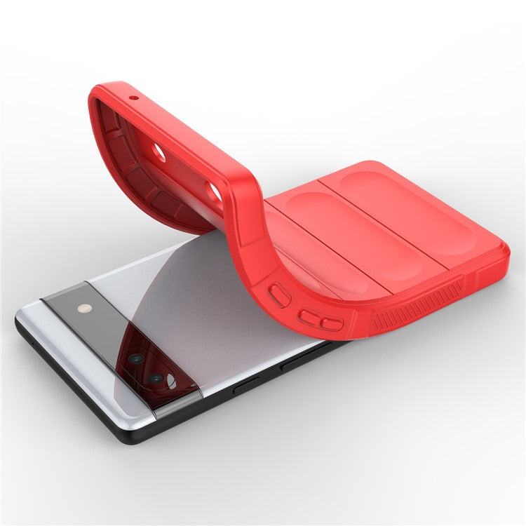For Google Pixel 6a Soft TPU Anti-fall Phone Case Non-slip Wear-resistant Cell Phone Back Cover - Red