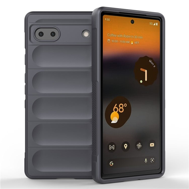 For Google Pixel 6a Soft TPU Anti-fall Phone Case Non-slip Wear-resistant Cell Phone Back Cover - Dark Grey