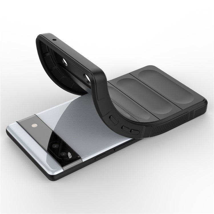 For Google Pixel 6a Soft TPU Anti-fall Phone Case Non-slip Wear-resistant Cell Phone Back Cover - Dark Grey