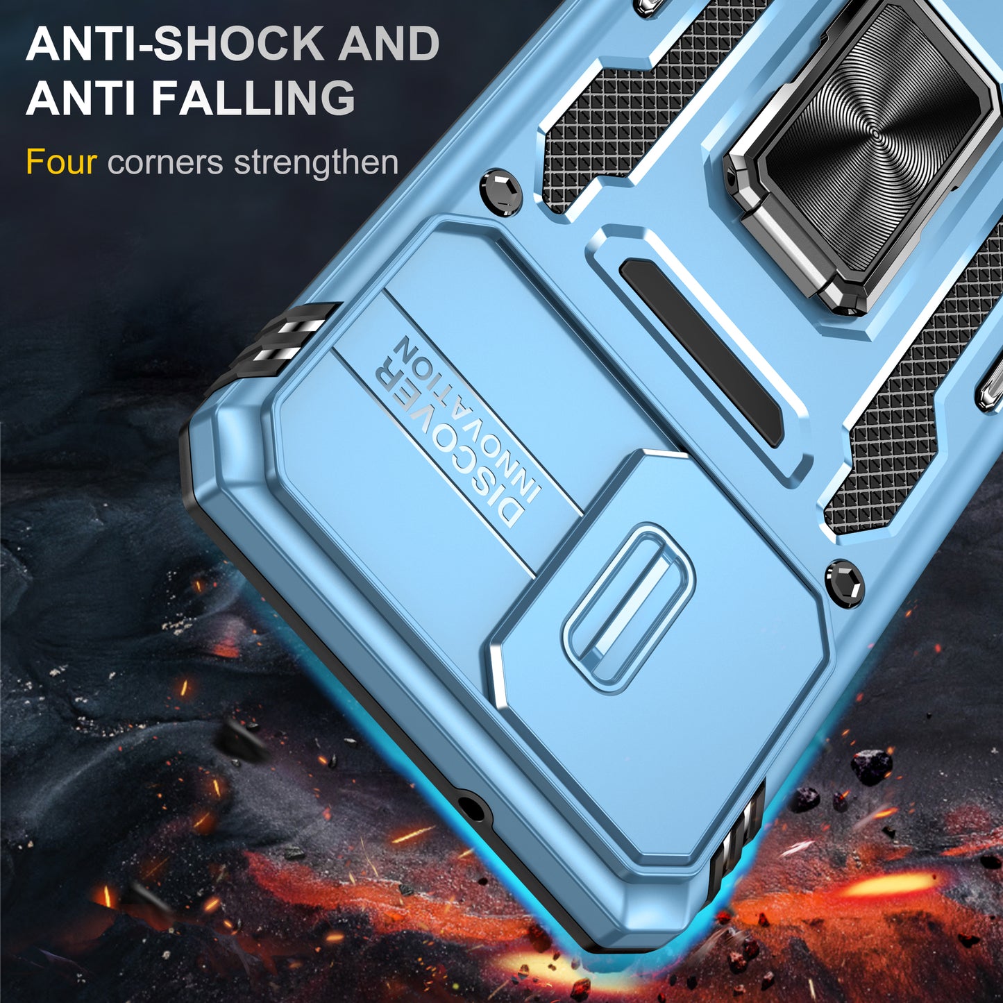 Armor Series for Samsung Galaxy S20 4G / 5G Kickstand PC + TPU Hybrid Cover Anti-collision Protective Phone Case with Slide Camera Protector - Sky Blue
