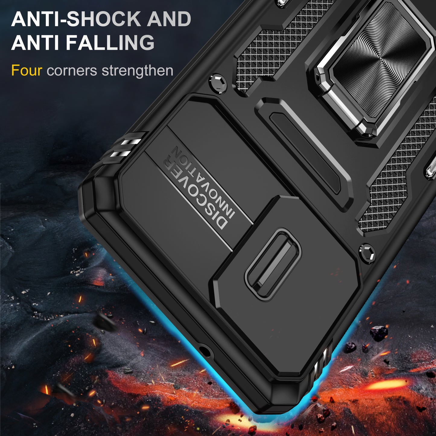 Armor Series for Samsung Galaxy S20 4G / 5G Kickstand PC + TPU Hybrid Cover Anti-collision Protective Phone Case with Slide Camera Protector - Black