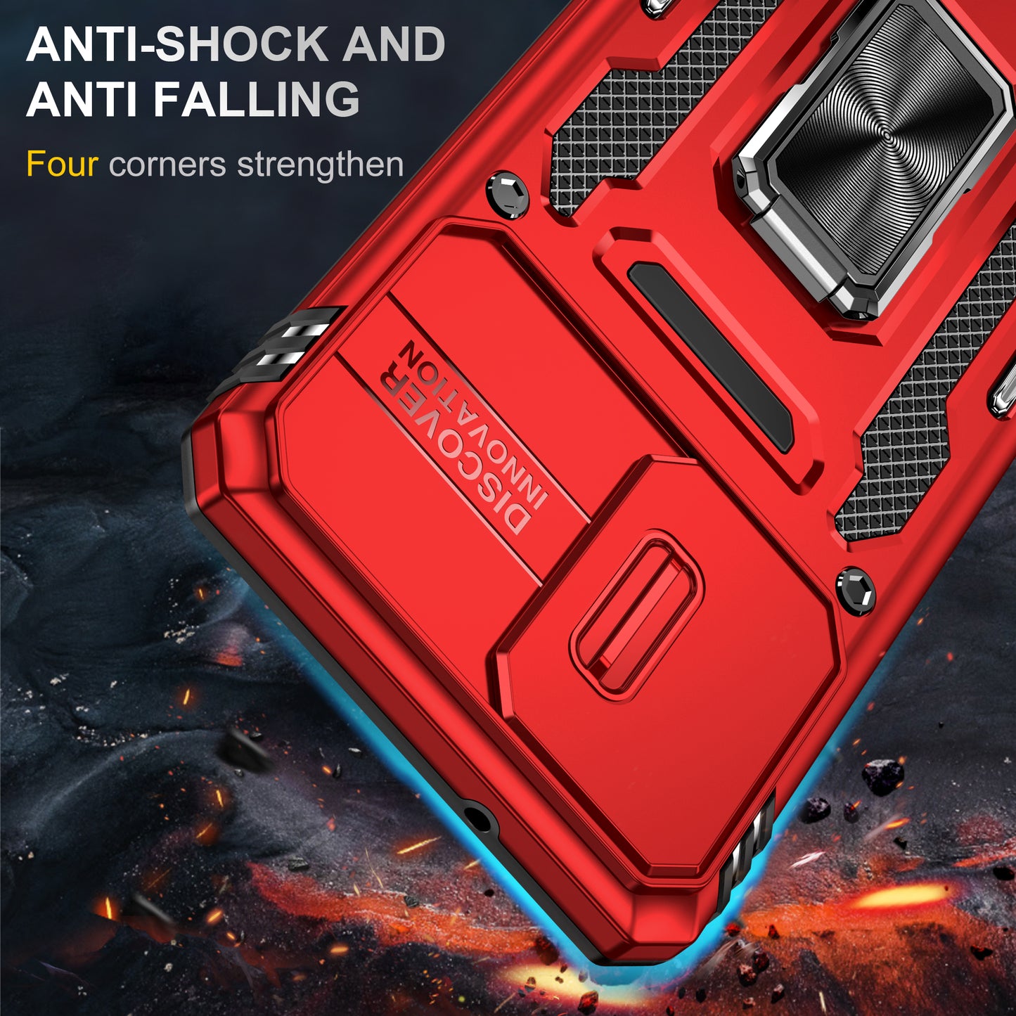 Armor Series for Samsung Galaxy S20 4G / 5G Kickstand PC + TPU Hybrid Cover Anti-collision Protective Phone Case with Slide Camera Protector - Red