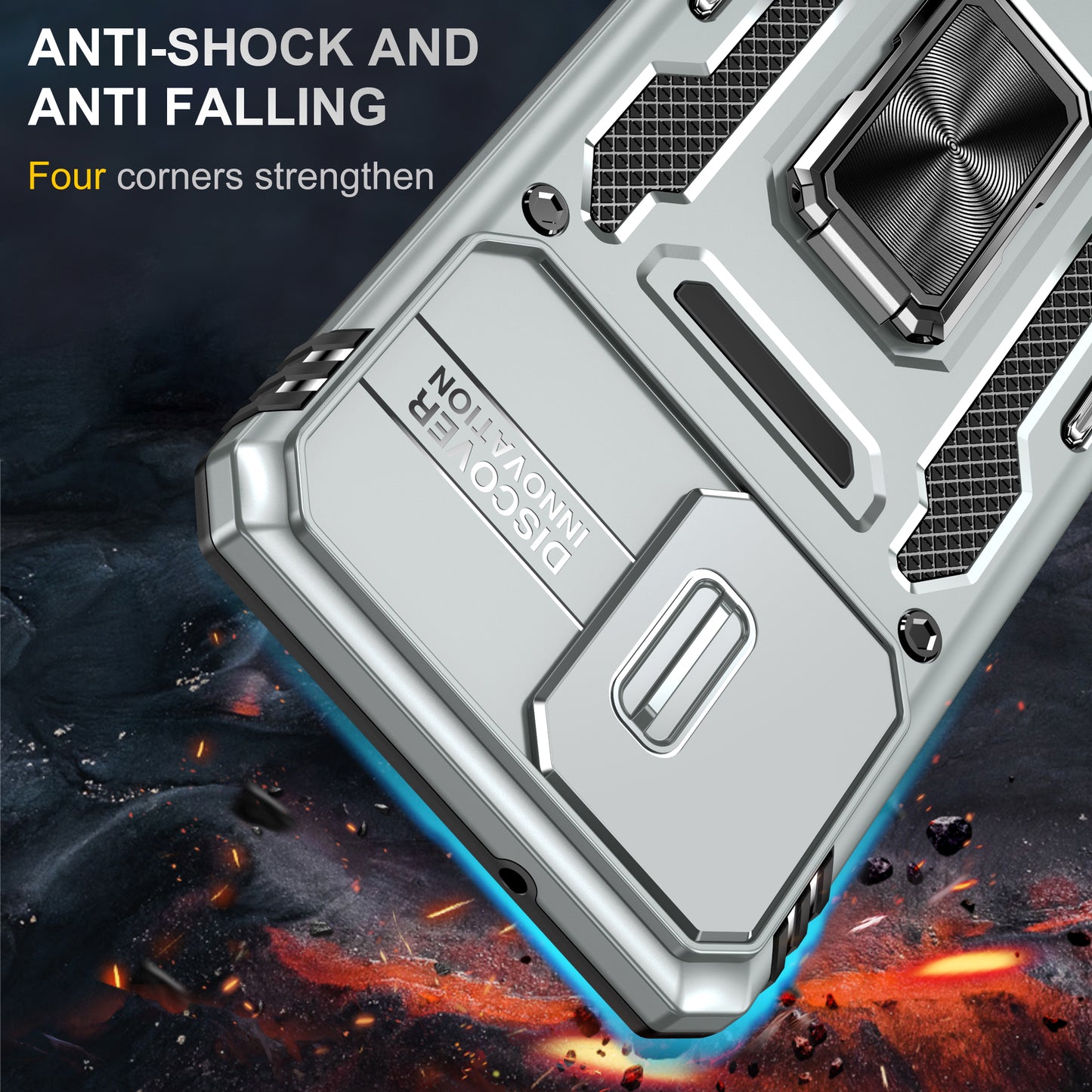 Armor Series for Samsung Galaxy S20 4G / 5G Kickstand PC + TPU Hybrid Cover Anti-collision Protective Phone Case with Slide Camera Protector - Grey