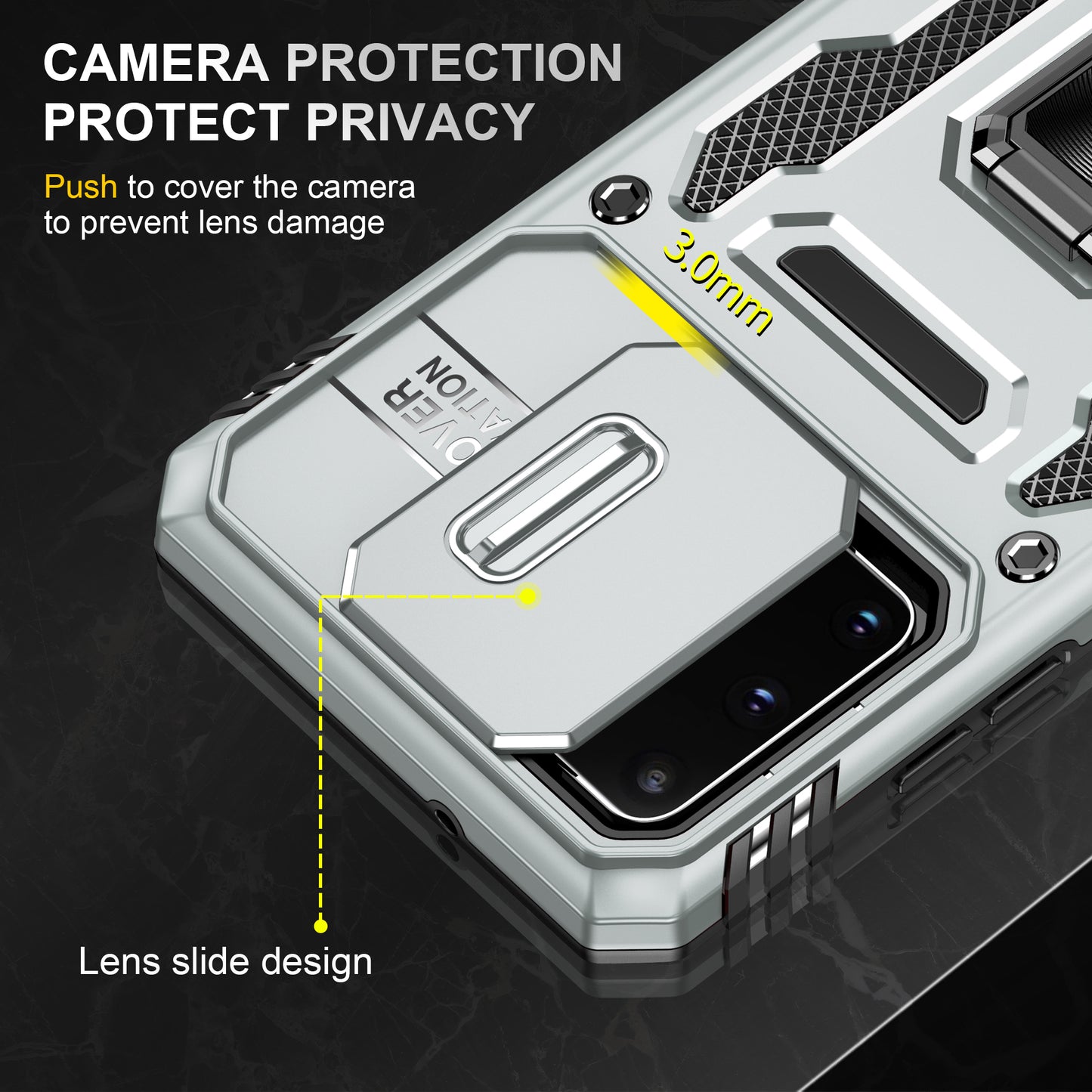 Armor Series for Samsung Galaxy S20 4G / 5G Kickstand PC + TPU Hybrid Cover Anti-collision Protective Phone Case with Slide Camera Protector - Grey