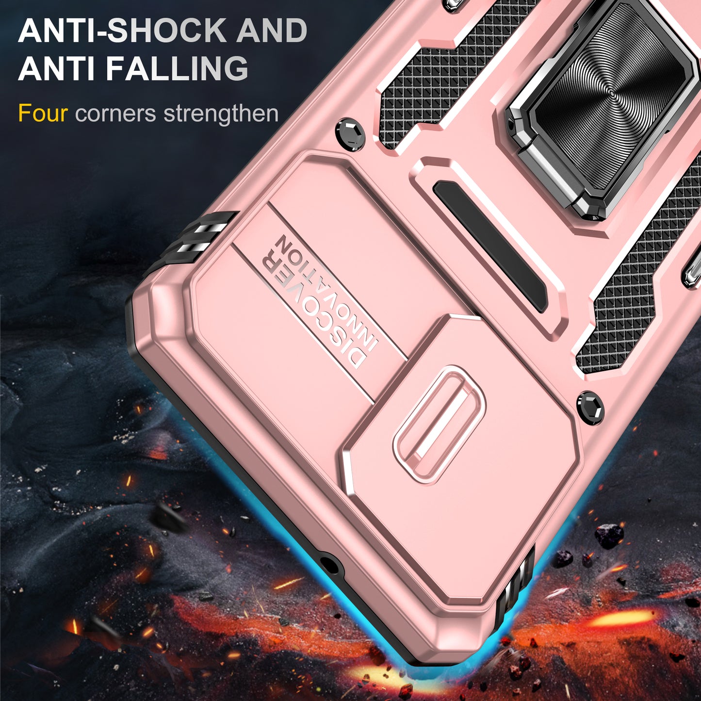 Armor Series for Samsung Galaxy S20 4G / 5G Kickstand PC + TPU Hybrid Cover Anti-collision Protective Phone Case with Slide Camera Protector - Rose Gold