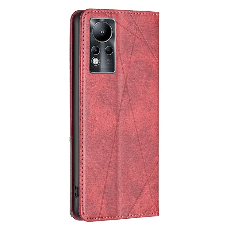 For Infinix Note 11 Case BF Imprinting Pattern Series-1 PU Leather Cover with Card Holder Stand - Red