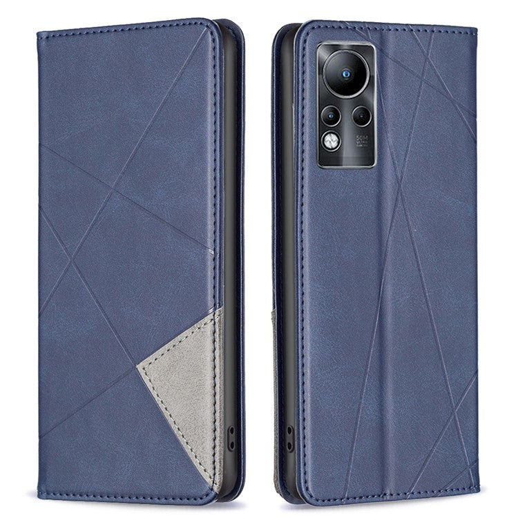 For Infinix Note 11 Case BF Imprinting Pattern Series-1 PU Leather Cover with Card Holder Stand - Blue