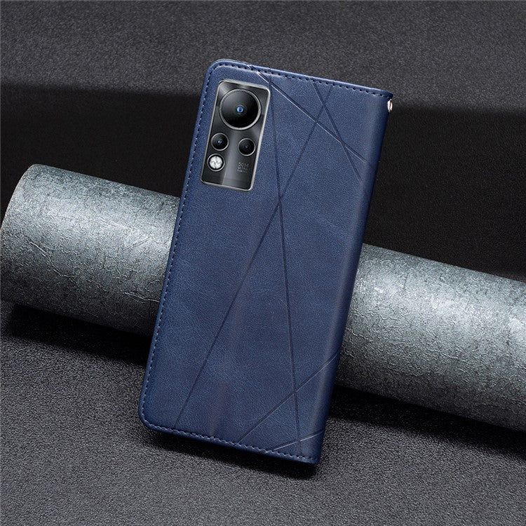 For Infinix Note 11 Case BF Imprinting Pattern Series-1 PU Leather Cover with Card Holder Stand - Blue
