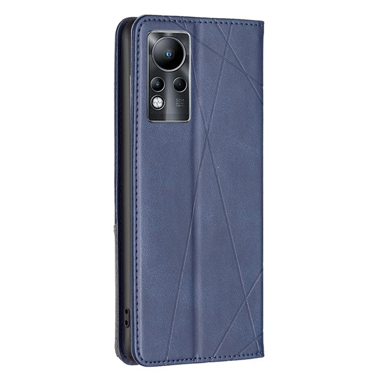 For Infinix Note 11 Case BF Imprinting Pattern Series-1 PU Leather Cover with Card Holder Stand - Blue