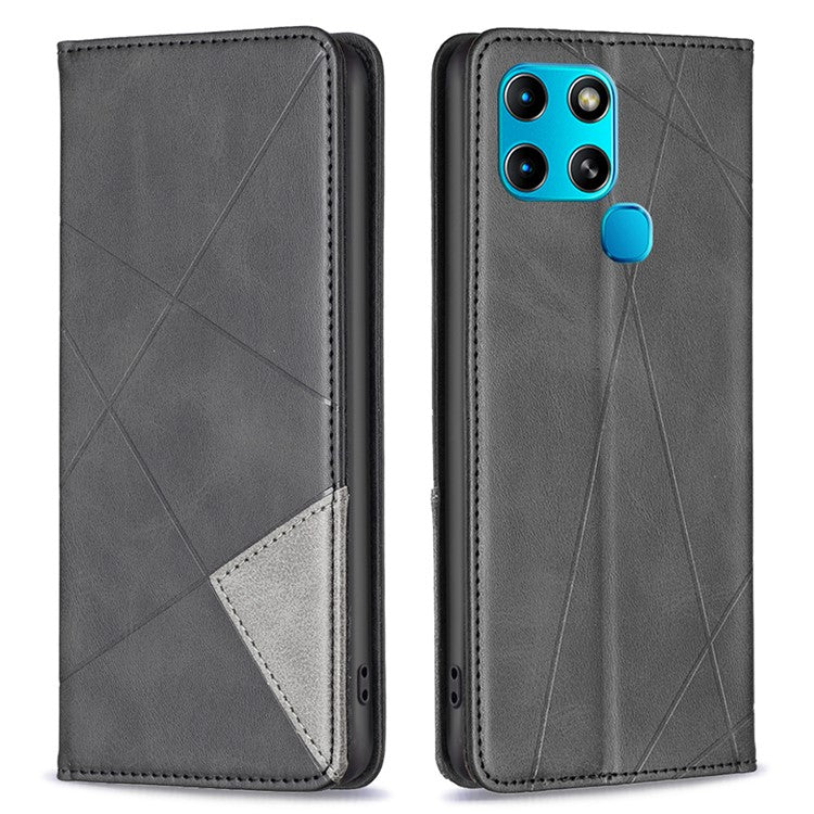 For Infinix Smart 6 / X6511B BF Imprinting Pattern Series-1 Flip Leather Phone Case Stand Cover with Card Holder - Black