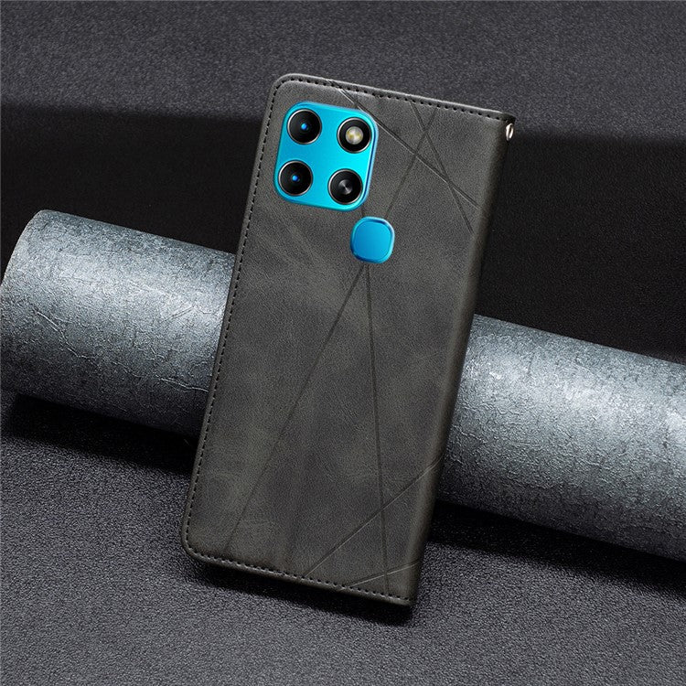 For Infinix Smart 6 / X6511B BF Imprinting Pattern Series-1 Flip Leather Phone Case Stand Cover with Card Holder - Black