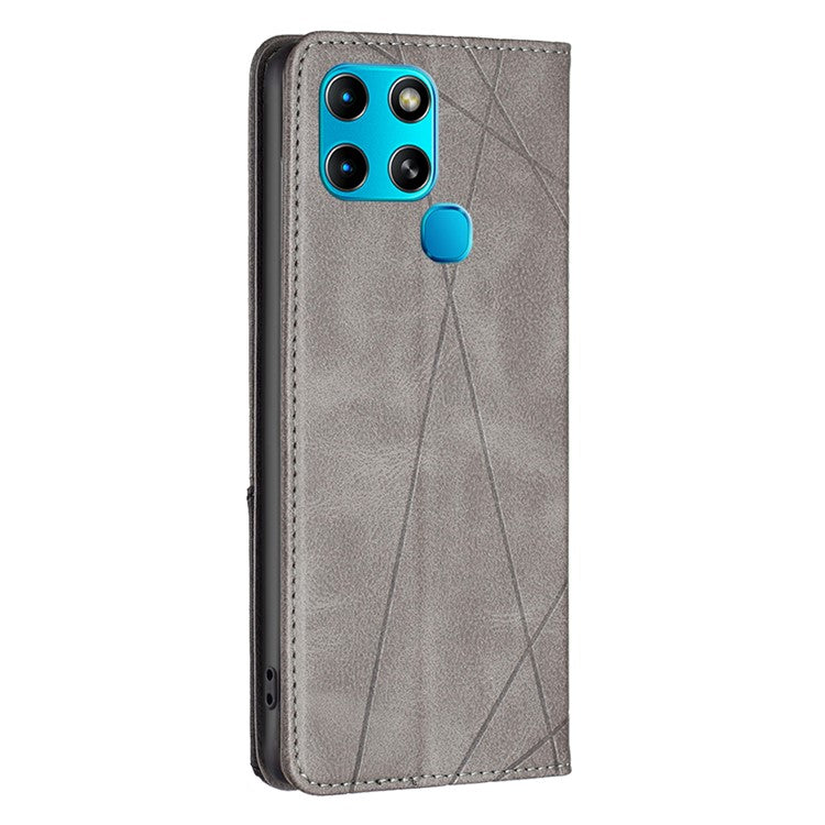 For Infinix Smart 6 / X6511B BF Imprinting Pattern Series-1 Flip Leather Phone Case Stand Cover with Card Holder - Grey