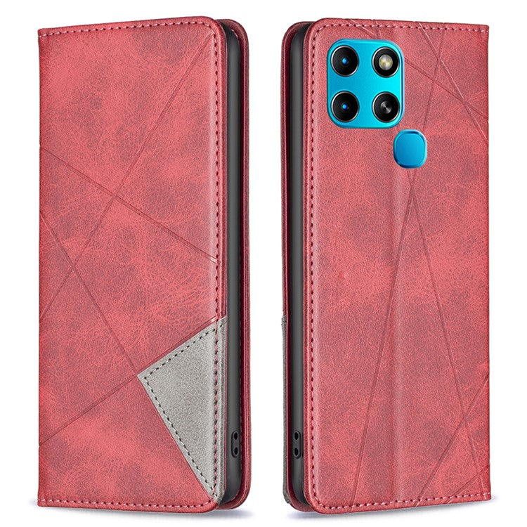 For Infinix Smart 6 / X6511B BF Imprinting Pattern Series-1 Flip Leather Phone Case Stand Cover with Card Holder - Red