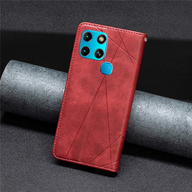 For Infinix Smart 6 / X6511B BF Imprinting Pattern Series-1 Flip Leather Phone Case Stand Cover with Card Holder - Red
