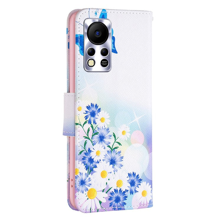 For Infinix Hot 11s NFC 4G / X6812B PU Leather Cover Pattern Flip Wallet Case Stand - Butterfly and Flowers