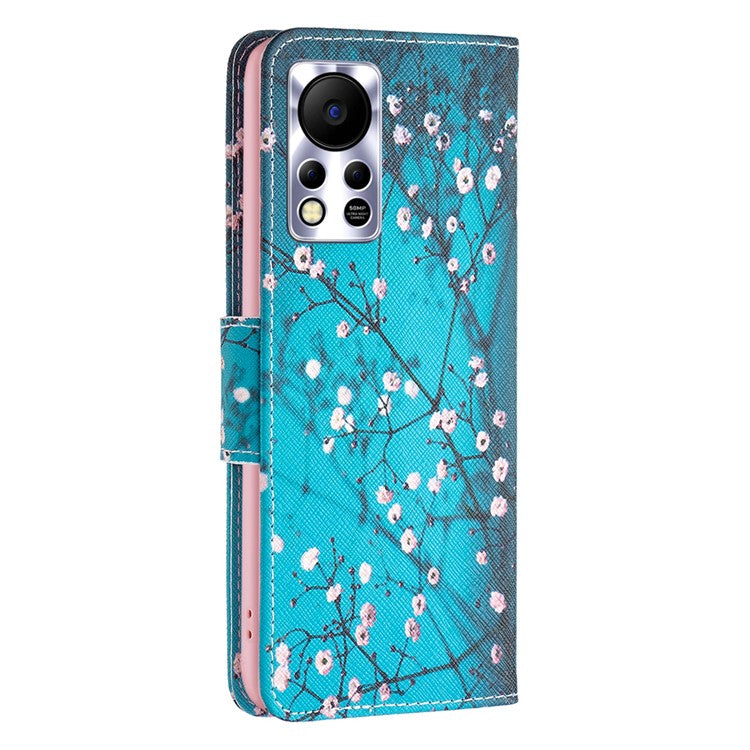 For Infinix Hot 11s NFC 4G / X6812B PU Leather Cover Pattern Flip Wallet Case Stand - Plum Blossom